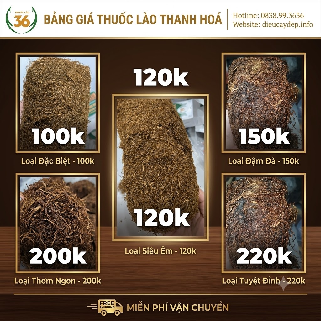 Bảng giá thuốc lào Thanh Hóa các loại