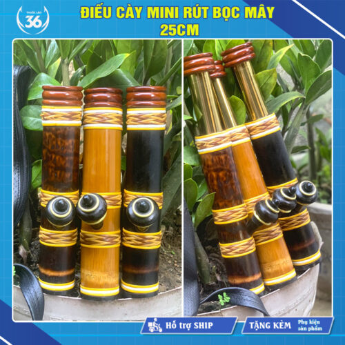 Điếu Cày Mini Rút Bọc Mây 25cm