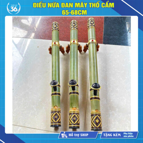 Điếu Cày Nứa Đan Mây Thổ Cẩm 65-68cm