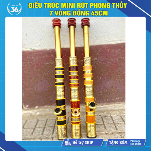 Điếu Trúc Mini Rút Phong Thủy 7 Vòng Đồng 45cm