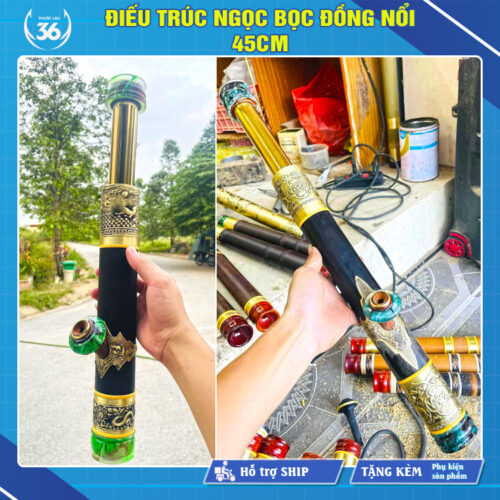 Điếu Trúc Ngọc Bọc Đồng Nổi 45cm