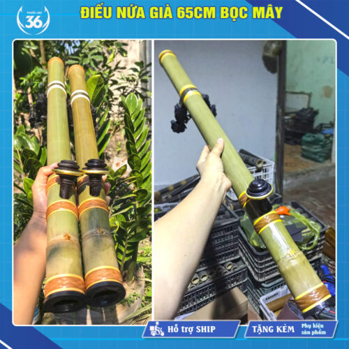 Điếu nứa già 65cm bọc mây