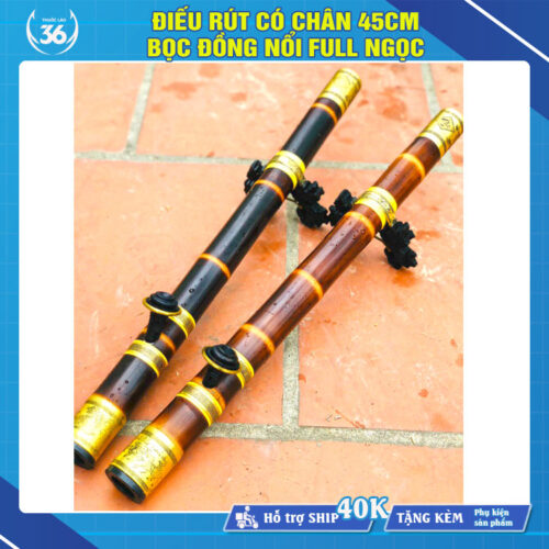 Điếu Cày Trúc 65cm 5 Mắt Bọc Đồng